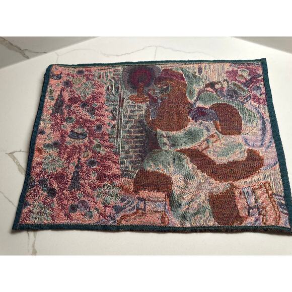 Santa Tapestry Placemat 13" x 19" Santa by the Tree Fabric Pillow Replacement - Picture 4 of 6